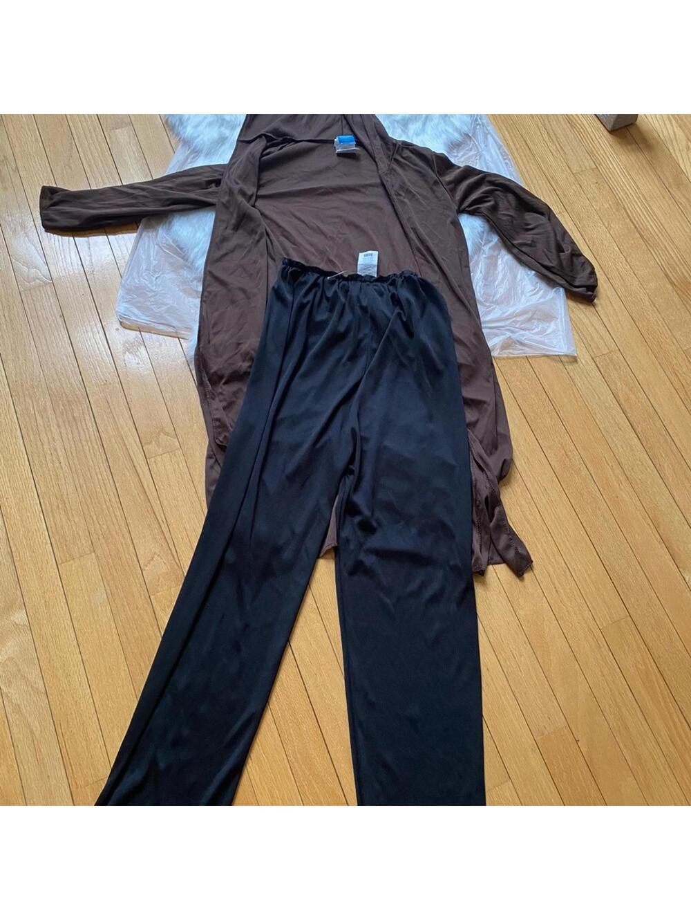 Star Wars Hooded Robe Costume Set Brown Cape Black Pants M/L